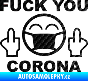 Samolepka Fuck you corona 3D karbon černý