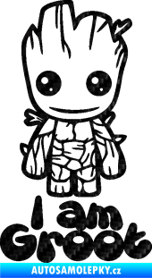 Samolepka Groot 001 levá s nápisem 3D karbon černý