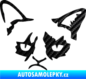 Samolepka Grumpy cat 001 levá 3D karbon černý