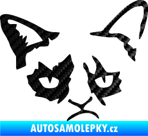 Samolepka Grumpy cat 001 pravá 3D karbon černý