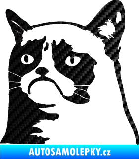 Samolepka Grumpy cat 002 levá 3D karbon černý