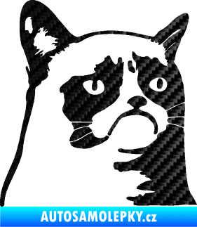 Samolepka Grumpy cat 002 pravá 3D karbon černý