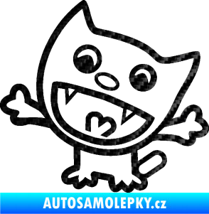 Samolepka Happy cat 001 levá 3D karbon černý