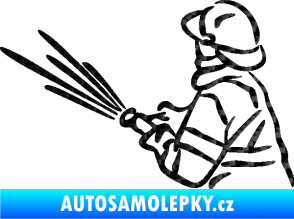 Samolepka Hasič 015 levá 3D karbon černý