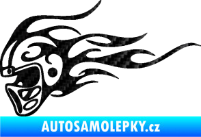 Samolepka Helma s plameny levá 3D karbon černý