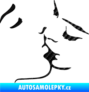 Samolepka Holčičí políbení levá 3D karbon černý