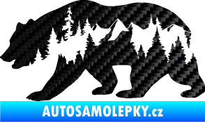 Samolepka Hory s medvědem levá 3D karbon černý