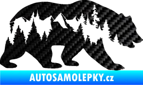 Samolepka Hory s medvědem pravá 3D karbon černý