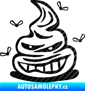 Samolepka Hovínko s mouchami levá 3D karbon černý