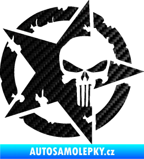 Samolepka Hvězda army 004 Punisher 3D karbon černý