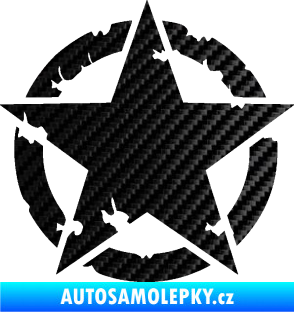 Samolepka Hvězda US Army 003 narušená 3D karbon černý