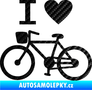 Samolepka I love cycling levá 3D karbon černý