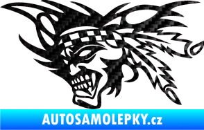 Samolepka Indián 001 levá 3D karbon černý