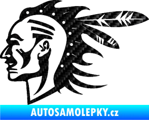 Samolepka Indián 003 levá 3D karbon černý