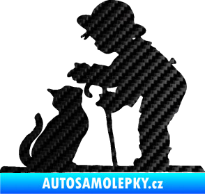 Samolepka Interiér 002 pravá dítě s kočičkou 3D karbon černý