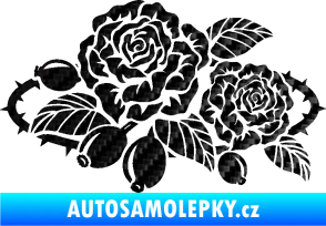 Samolepka Interiér 004 levá růže šípková 3D karbon černý