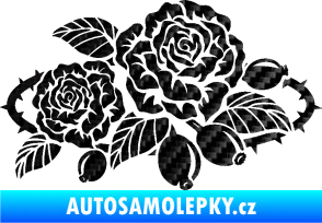 Samolepka Interiér 004 pravá růže šípková 3D karbon černý