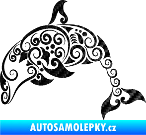 Samolepka Interiér 015 levá delfín 3D karbon černý