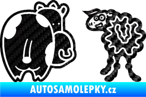 Samolepka JDM kravička a ovečka 002 levá 3D karbon černý