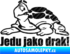 Samolepka Jedu jako drak! 001 levá nápis se želvou 3D karbon černý