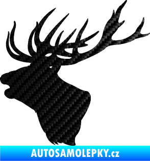 Samolepka Jelen 001 levá silueta hlavy 3D karbon černý