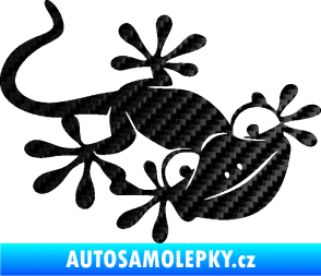 Samolepka Ještěrka 018 pravá kouká 3D karbon černý