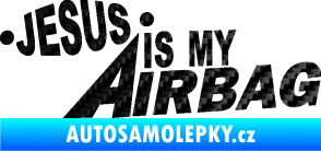 Samolepka Jesus is my airbag nápis 3D karbon černý