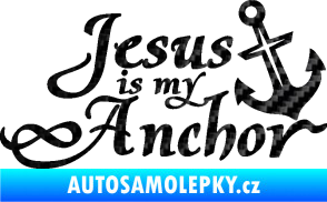 Samolepka Jesus is my anchor 3D karbon černý