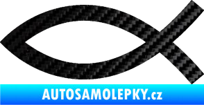 Samolepka Jesus rybička 002 křesťanský symbol 3D karbon černý