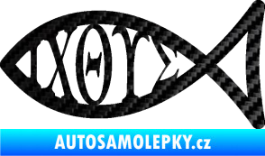 Samolepka Jesus rybička 004 křesťanský symbol znaky 3D karbon černý