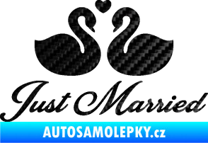 Samolepka Just Married 006 nápis labutě 3D karbon černý