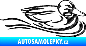 Samolepka Kachna 003 pravá ve vodě 3D karbon černý