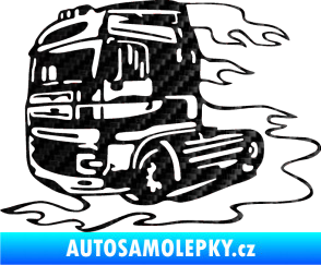Samolepka Kamion 003 levá nákladní auto 3D karbon černý