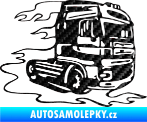 Samolepka Kamion 003 pravá nákladní auto 3D karbon černý