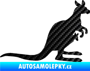 Samolepka Klokan 001 pravá 3D karbon černý