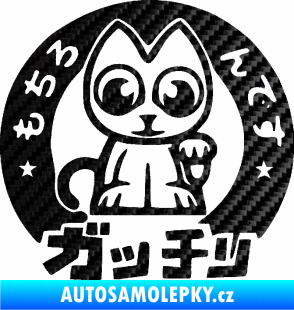 Samolepka Kočička lucky cat JDM 002  3D karbon černý