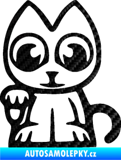 Samolepka Kočička lucky cat JDM levá 3D karbon černý