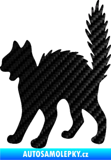 Samolepka Kočka 013 levá 3D karbon černý