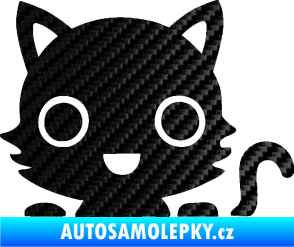 Samolepka Kočka 014 pravá kočka v autě 3D karbon černý