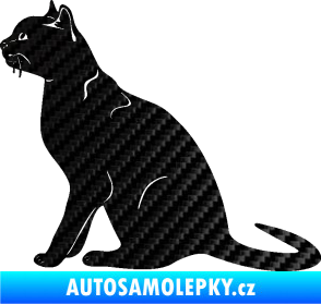 Samolepka Kočka 021 levá 3D karbon černý