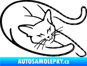 Samolepka Kočka 022 pravá 3D karbon černý