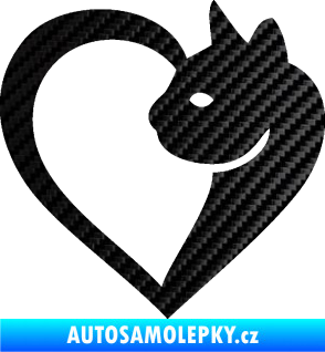 Samolepka Kočka love 001 pravá 3D karbon černý