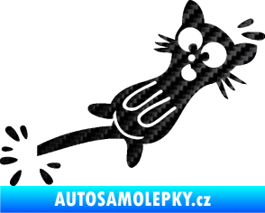Samolepka Kočka přivřená do dveří pravá 3D karbon černý