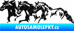 Samolepka Koníci 004 levá stádo 3D karbon černý