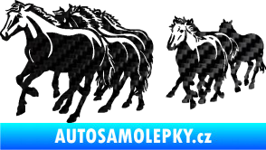 Samolepka Koníci 005 stádo levá 3D karbon černý
