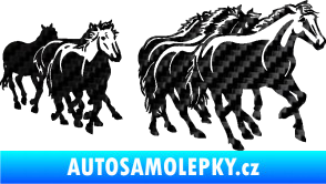 Samolepka Koníci 005 stádo pravá 3D karbon černý