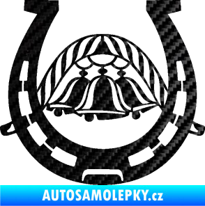 Samolepka Koňská podkova 005 se zvonečky 3D karbon černý