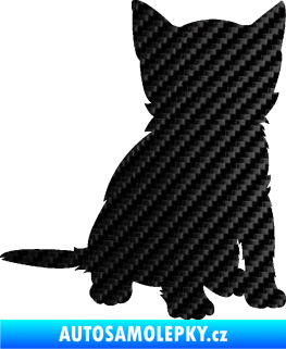 Samolepka Koťátko 005 pravá 3D karbon černý