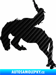 Samolepka Kovboj 001 levá rodeo na koni 3D karbon černý