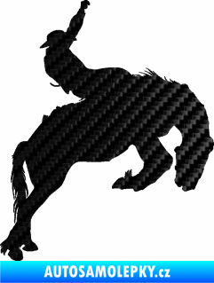 Samolepka Kovboj 001 pravá rodeo na koni 3D karbon černý